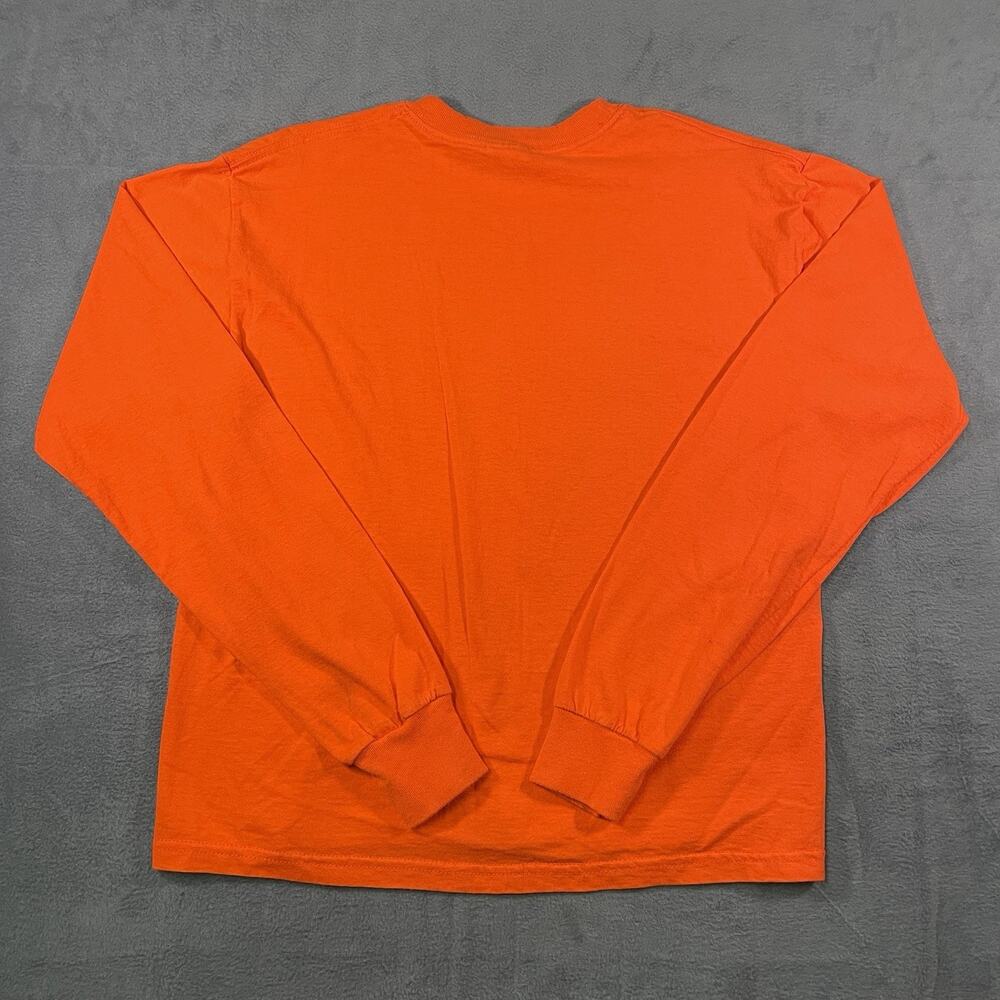 Gildan Long Sleeve Shirt Orange Unisex M Cotton DJ Graphic Y2K Streetwear - Picture 10 of 10